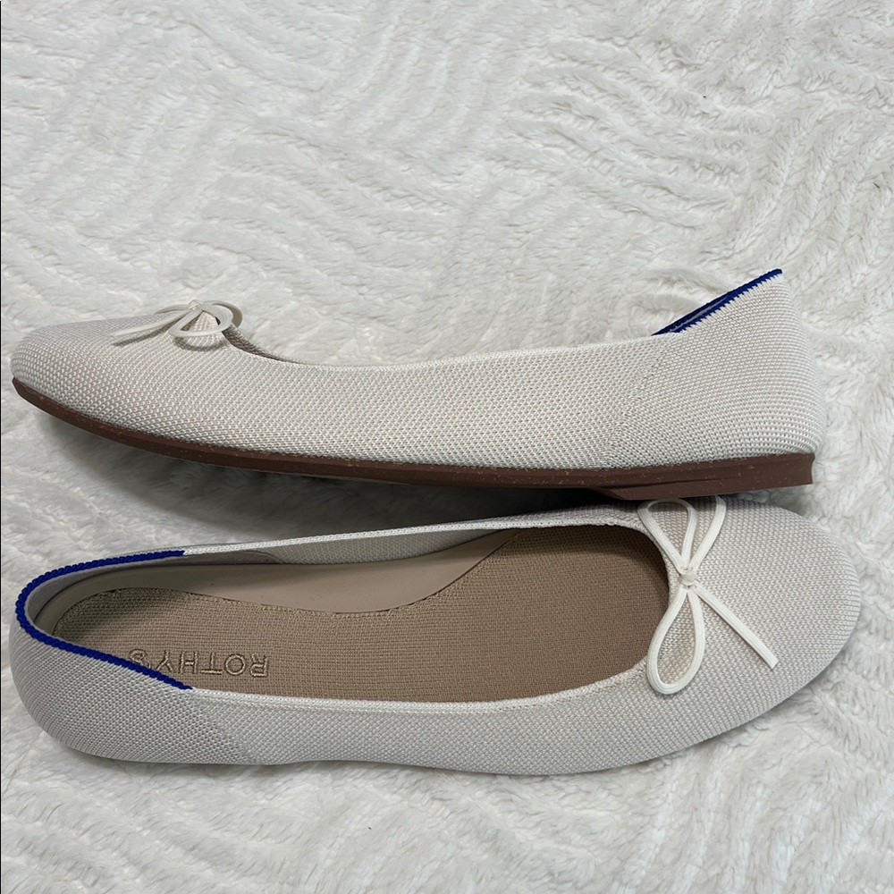 Rothy’s The Flat Gardenia Cream Bow Flats Size 12 Sustainable Knit NWOB - Picture 9 of 12